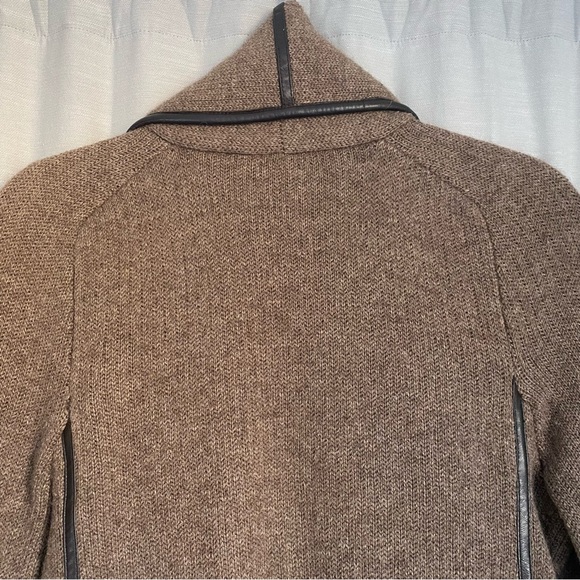Vince. Brown wool blend leather trim car coat size extra small - Picture 5 of 7